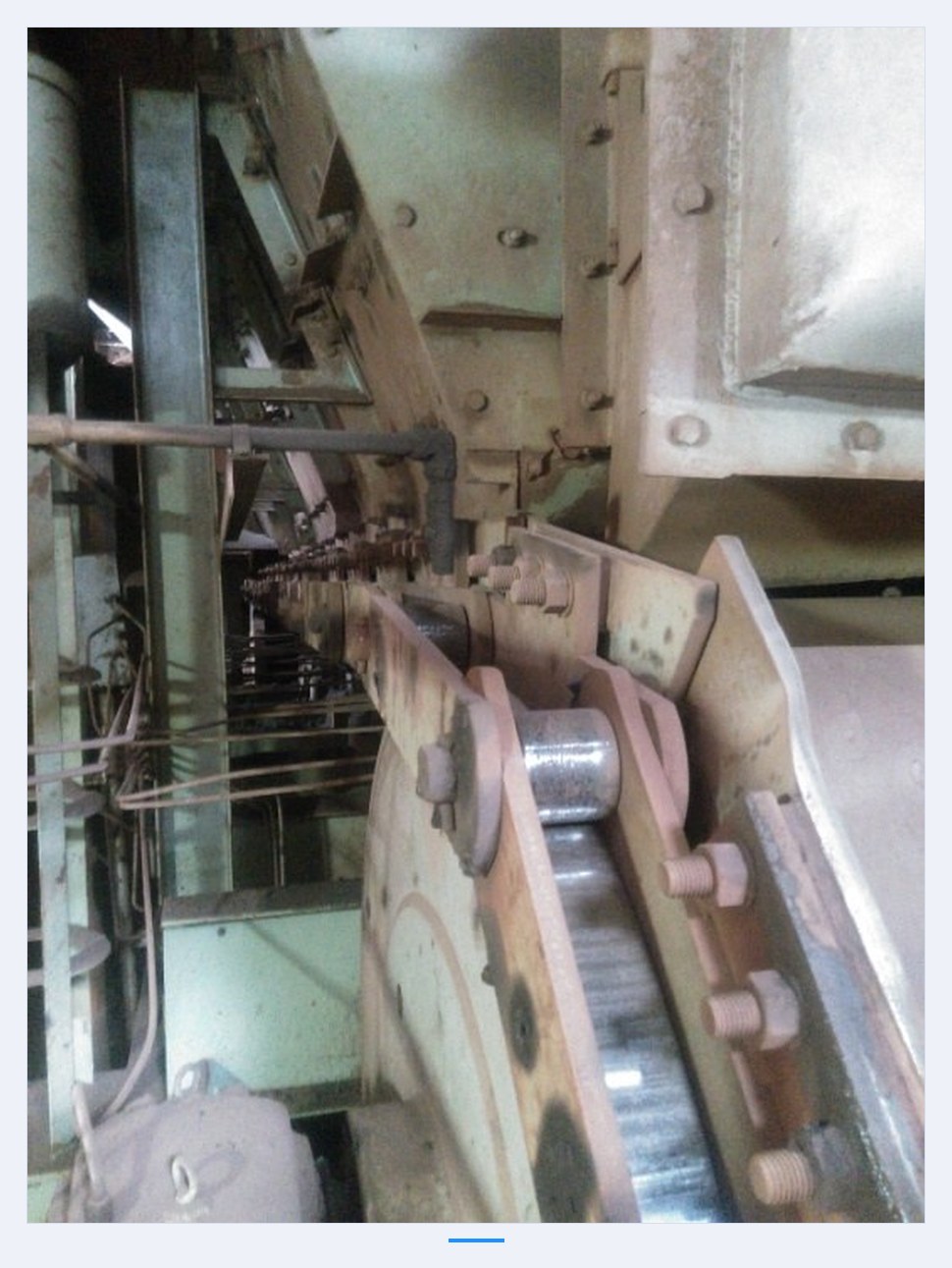 Chain inside sintering equipment, close-up